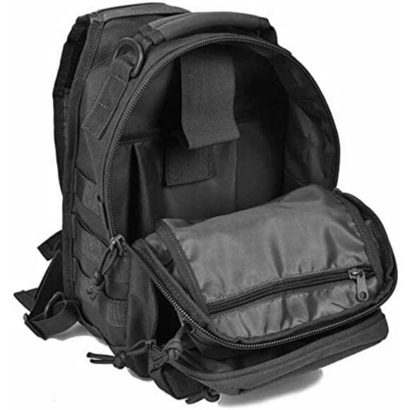 Tactical Sling Backpack Small EDC Shoulder Bag for Travel Range Hiking Black - Picture 3 of 8